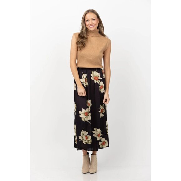 The Great. The Idol Midi Skirt Pull-On Floral Printed S-1 New
